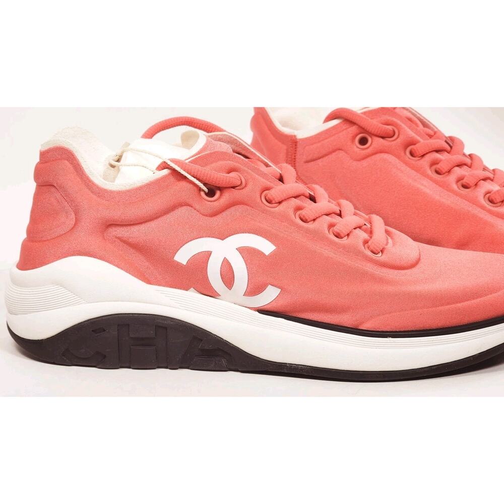 Chanel 19P Red Lycra CC Logo Low-Top Sneakers Women’s EU 38 US 7